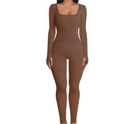 Women's Jumpsuits Thread Square Collar Hip-lifting Jumpsuit
