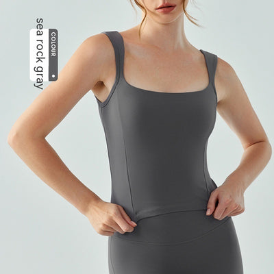 Yoga Vest With Chest Pad Sports Workout Sleeveless Top