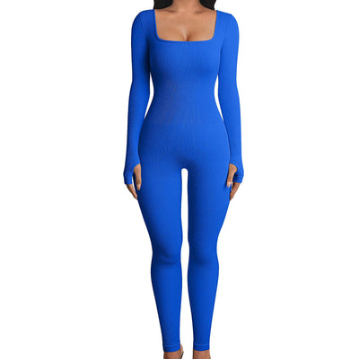 Women's Jumpsuits Thread Square Collar Hip-lifting Jumpsuit