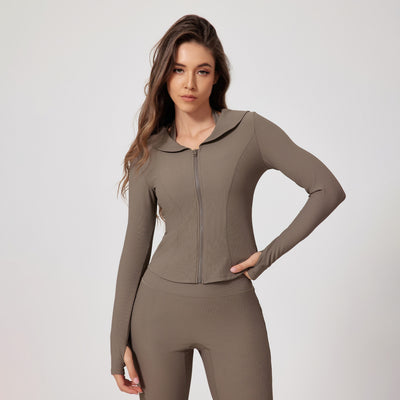 Threaded Long Sleeve Skinny Yoga Clothes