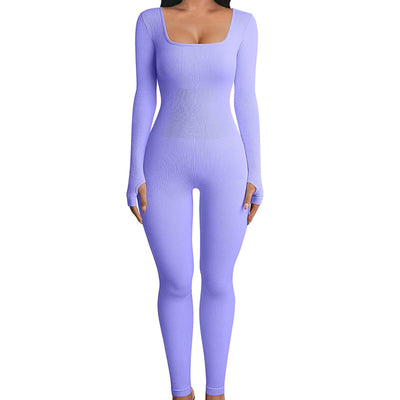 Women's Jumpsuits Thread Square Collar Hip-lifting Jumpsuit