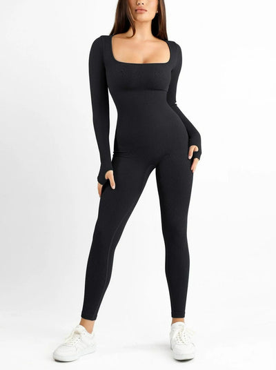 Seamless Body-Hugging Long Sleeve Jumpsuit