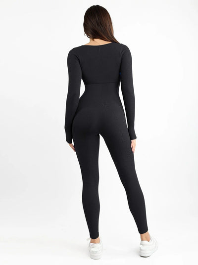 Seamless Body-Hugging Long Sleeve Jumpsuit