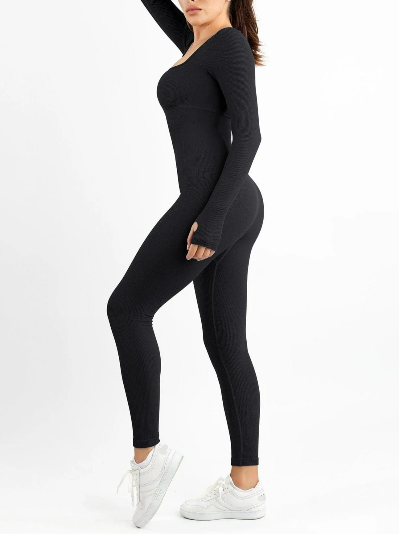 Seamless Body-Hugging Long Sleeve Jumpsuit