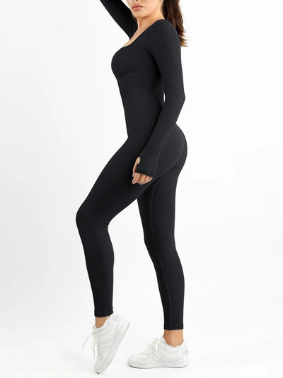 Seamless Body-Hugging Long Sleeve Jumpsuit