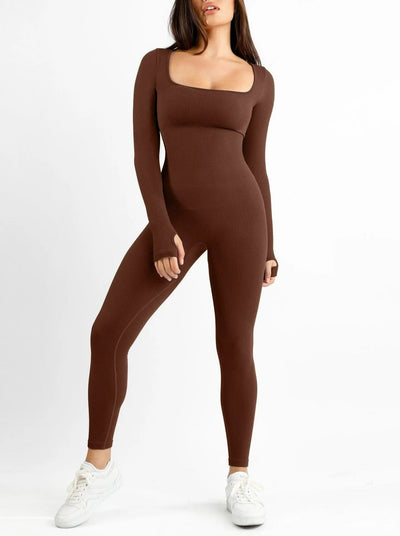 Seamless Body-Hugging Long Sleeve Jumpsuit