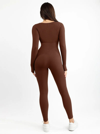 Seamless Body-Hugging Long Sleeve Jumpsuit