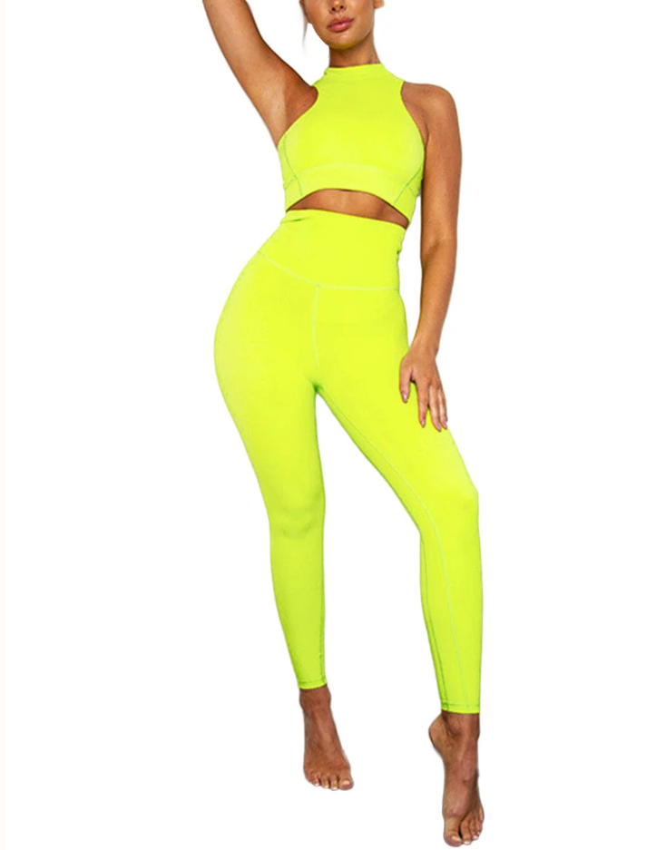 High Waist Zipper Back Workout Suit,