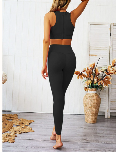 High Waist Zipper Back Workout Suit,