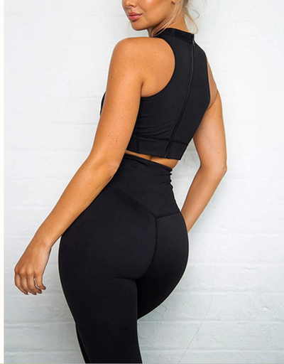 High Waist Zipper Back Workout Suit,