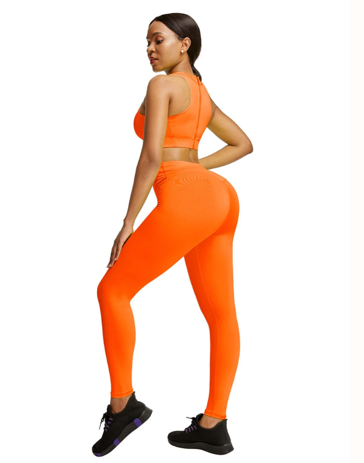 High Waist Zipper Back Workout Suit,