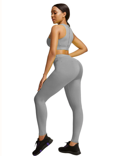 High Waist Zipper Back Workout Suit,