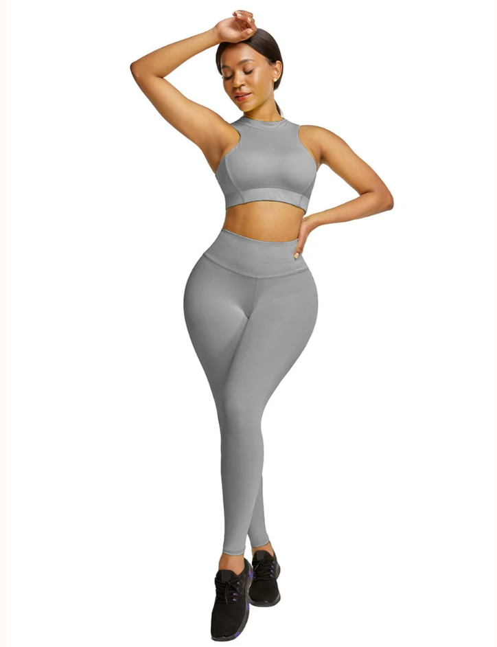 High Waist Zipper Back Workout Suit,