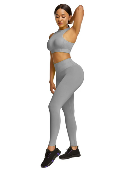 High Waist Zipper Back Workout Suit,