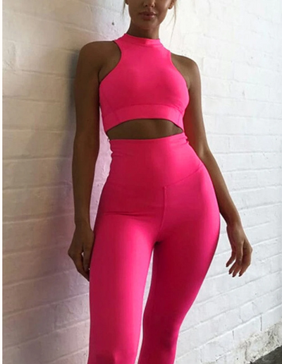 High Waist Zipper Back Workout Suit,