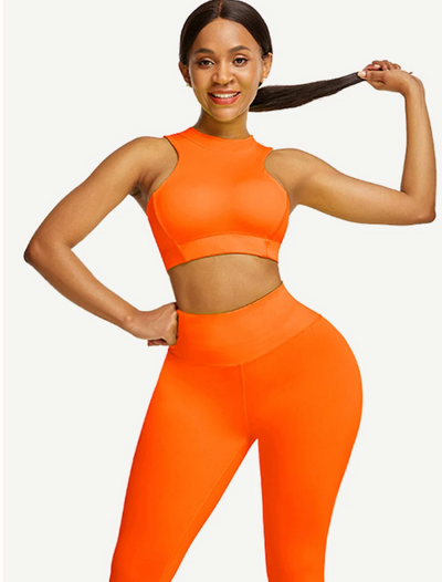High Waist Zipper Back Workout Suit,