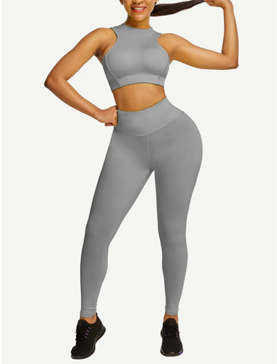 High Waist Zipper Back Workout Suit,