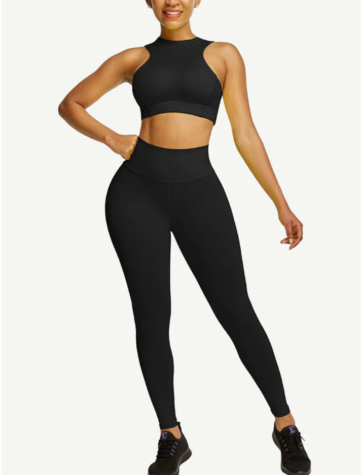 High Waist Zipper Back Workout Suit,