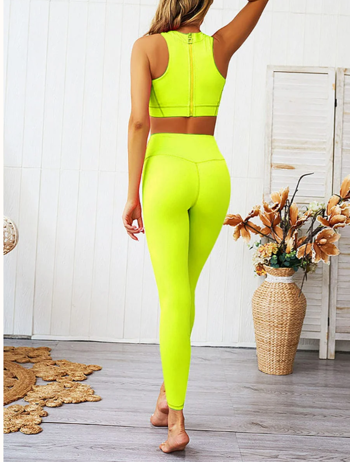 High Waist Zipper Back Workout Suit,